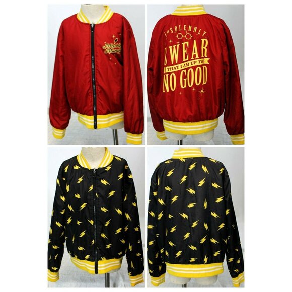 Harry Potter Reversible Children's M Jacket Mischief Managed Lightning Bolt Girl - Picture 1 of 10
